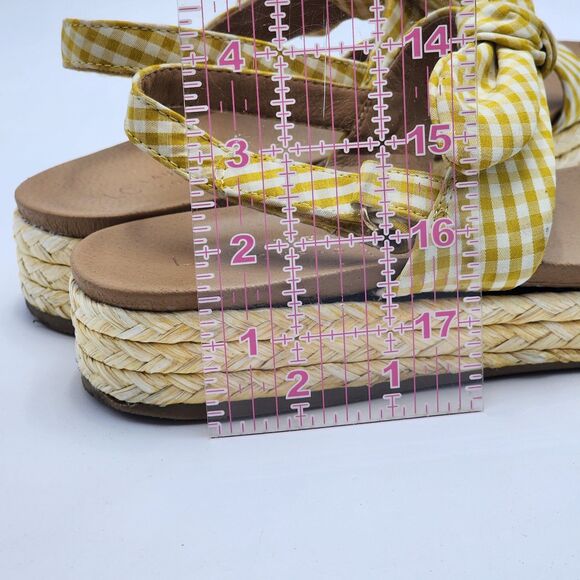 LC Lauren Conrad Rosemary Yellow Gingham Bow Sandals Size 10 - Picture 10 of 10